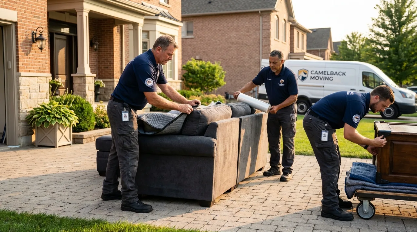Large estate moving crew wrapping furniture in West Terre Haute, IN