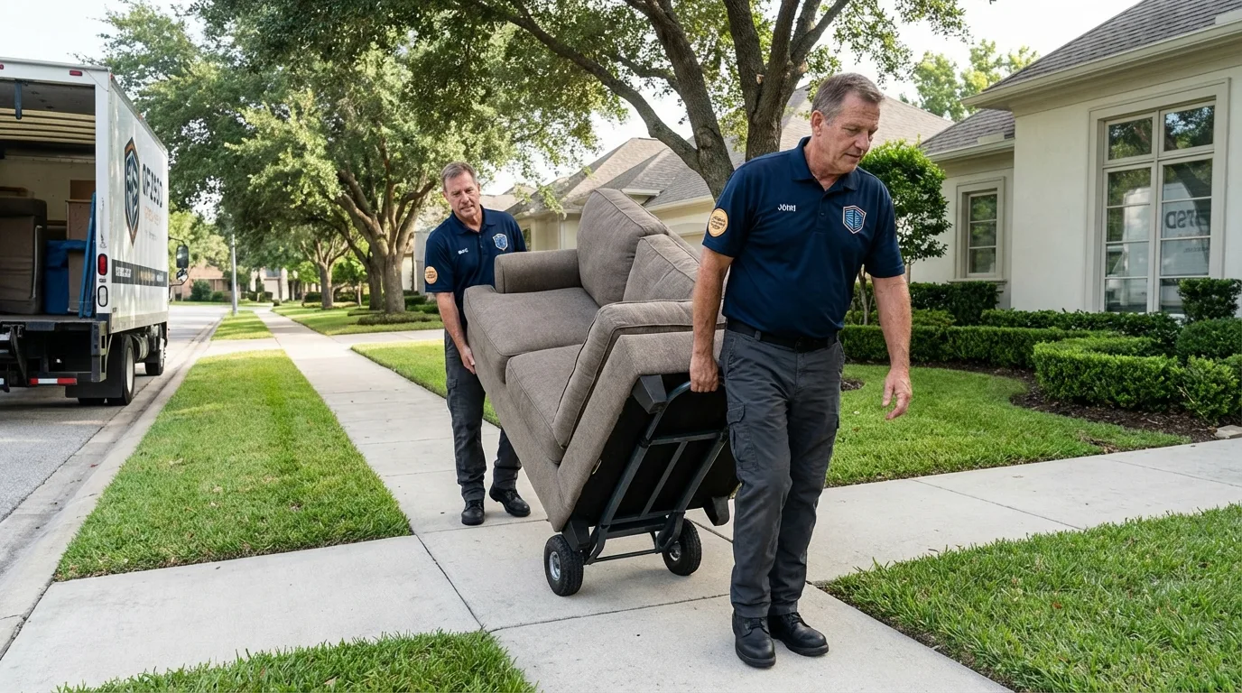 Local residential moving crew loading furniture in West Terre Haute, IN