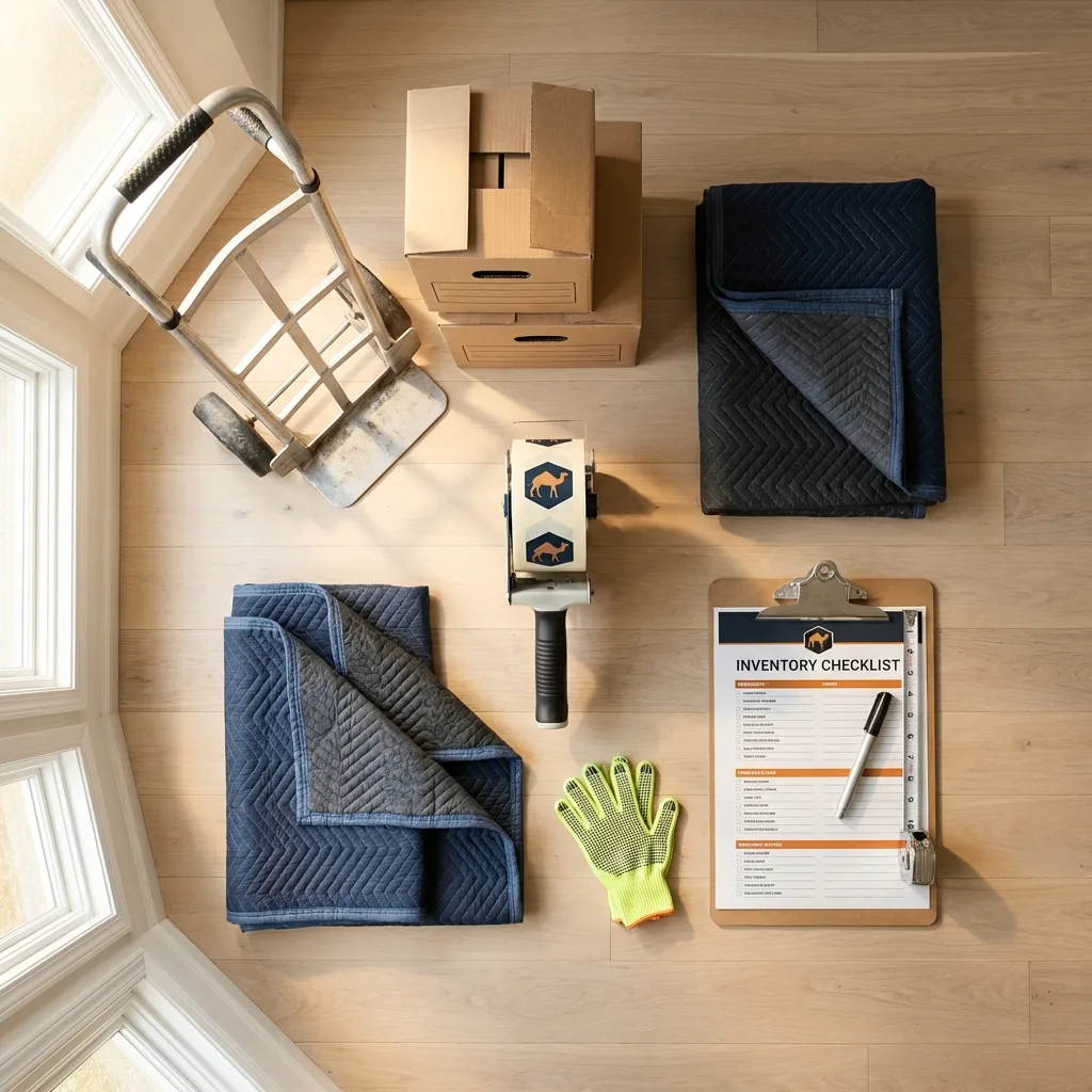 Professional moving supplies and packing materials layout for West Terre Haute residential relocations
